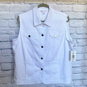 Allison Daley White Sleeveless Jean Jacket Size 14 NWT